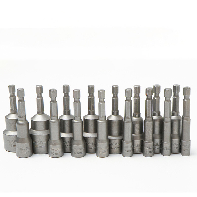 1/4" Hex Shank Magnetic Socket Nut Driver Drill Bit Adapter 6mm-24mm