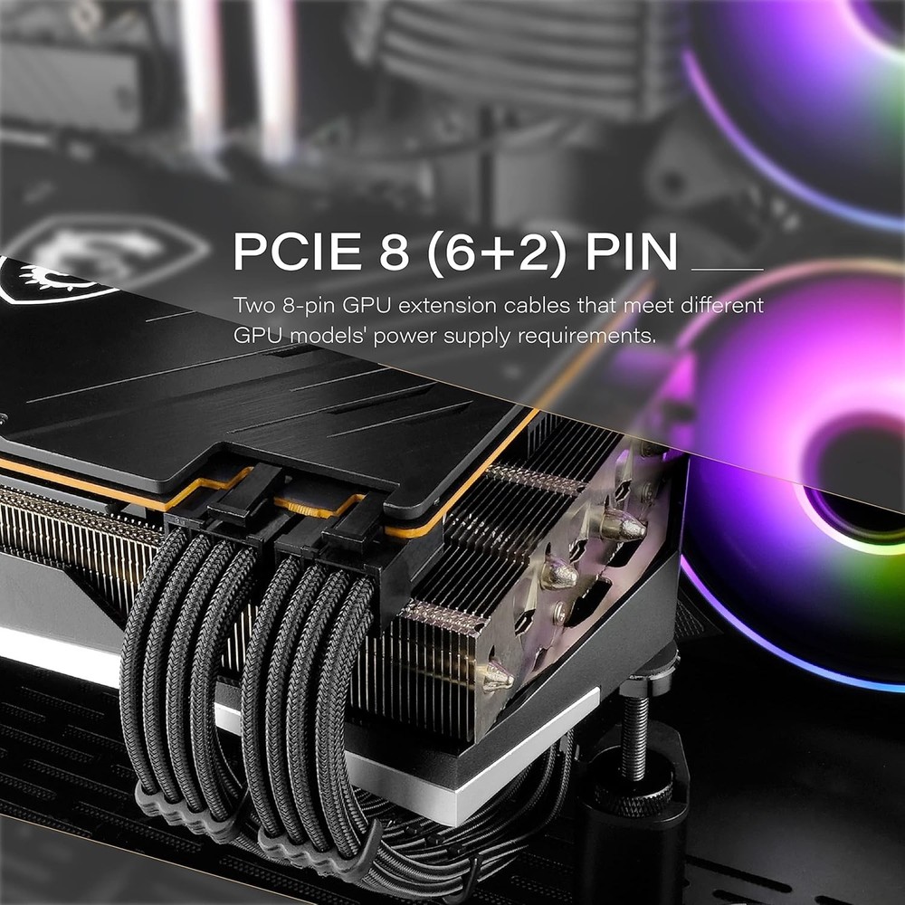 EZDIY-FAB PSU Cable Extension Sleeved Custom Mod GPU PC Power Supply Black