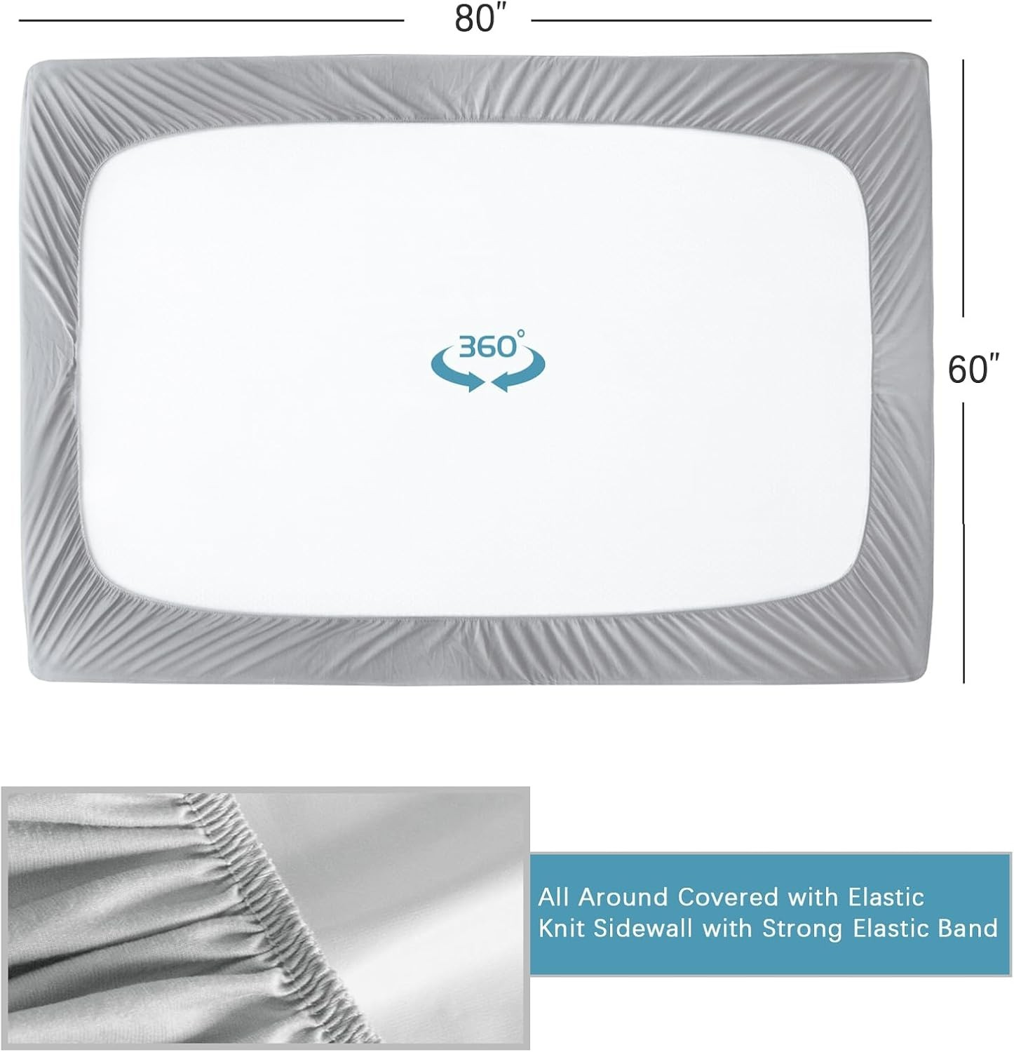 Queen Mattress Protector Waterproof Noiseless Mattress Cover Fits 14" Deep