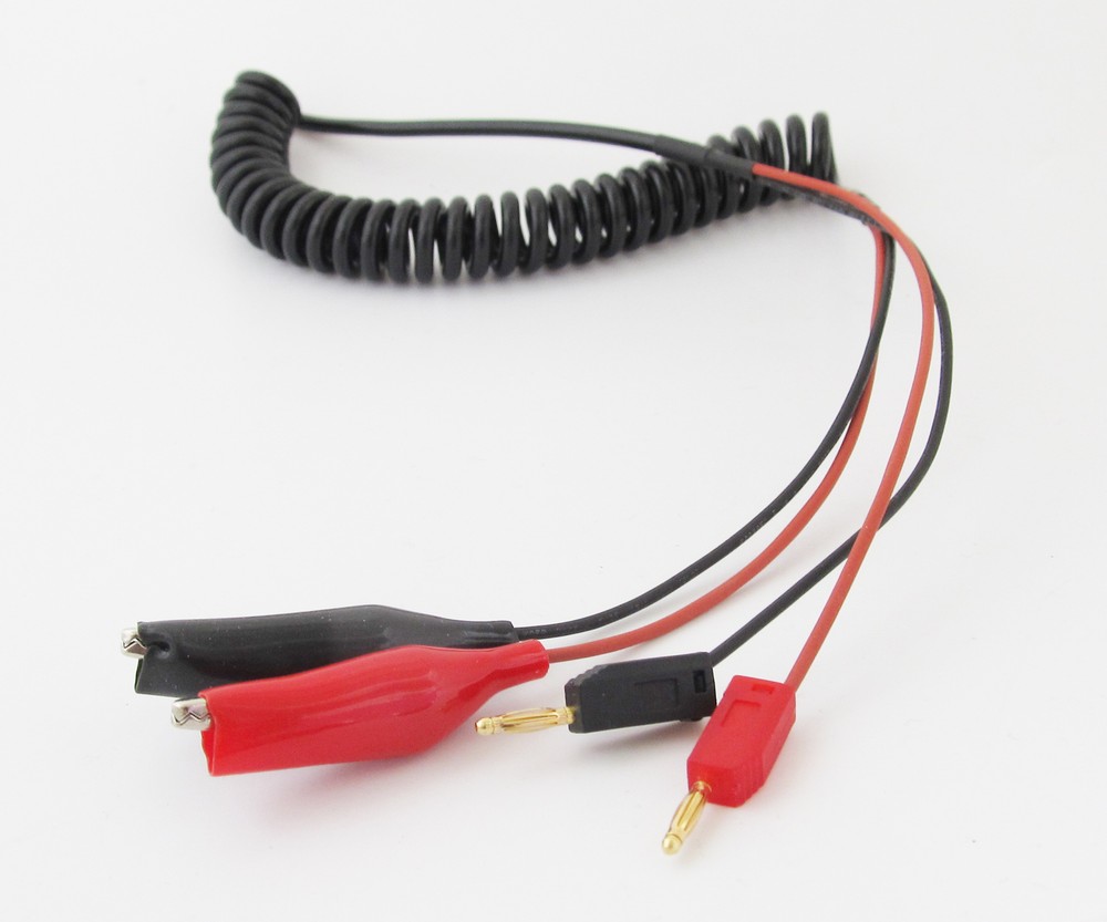 1pc 2mm 2ft Dual Gold stackable Banana Plug to Alligator Clip Stretching Cable