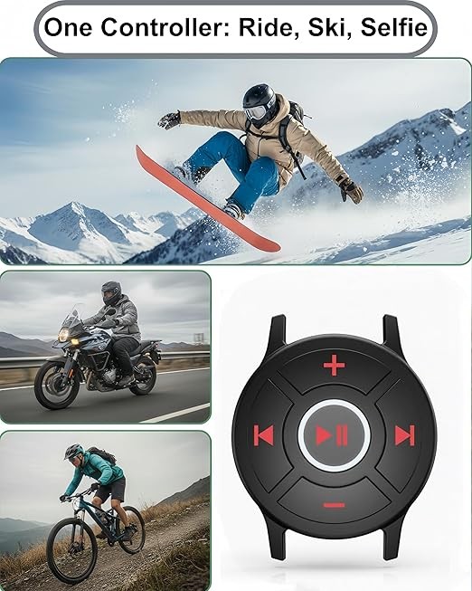 Waterproof Bluetooth Media Button, Steering Wheel Remote Control for Car & Bike