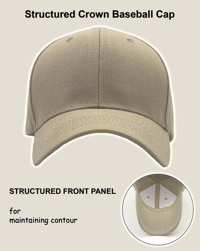 Utmost Structured Baseball Cap with Adjustable Closure - One Size, 1pc Khaki