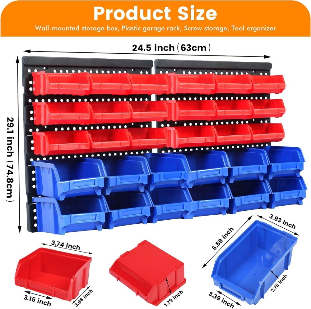Heavy-Duty Wall Storage Rack with 30 Bins - Rust-Resistant & Space-Saving