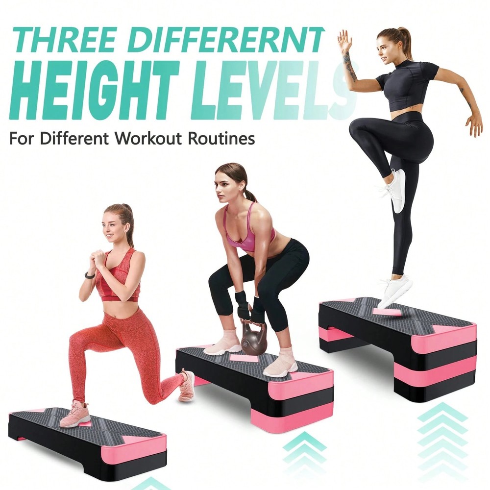 Adjustable Aerobic Stepper Exercise Step Platform 4 6 8 Inch Risers Home Gym Fit