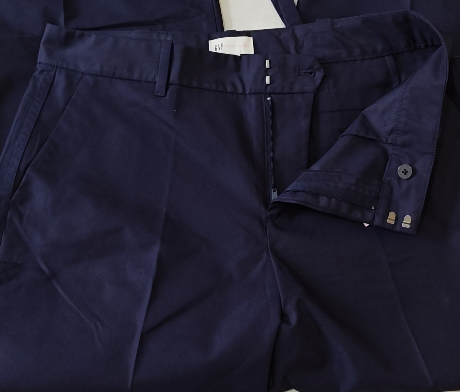 GAP x Sandy Liang Mid Rise Bow-Back Navy Blue Khakis, LTD ED - Women’s Size 10