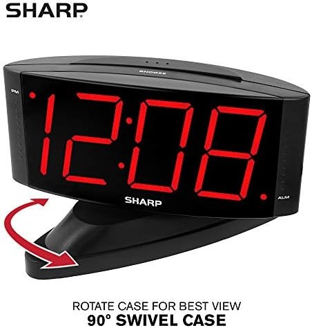 LED digital alarm clock swivel base simple operation red display