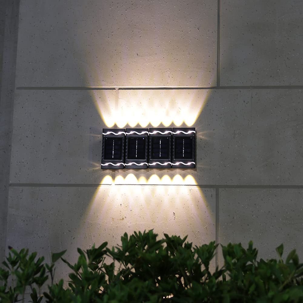 1-4 Pcs Outdoor Solar Wall Lights, Square Wireless Sensor, IP65 Waterproof