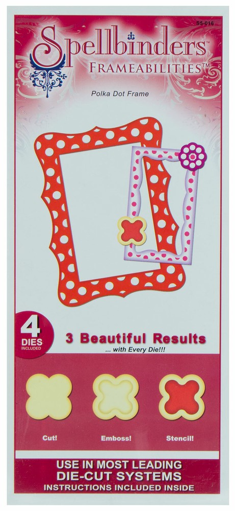 Spellbinders Frameabilities Polka Dot Frame Die Cut Emboss & Stencil Set