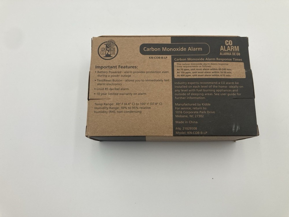 Kidde Code One AA Battery Powered Carbon Monoxide Detector Brand New
