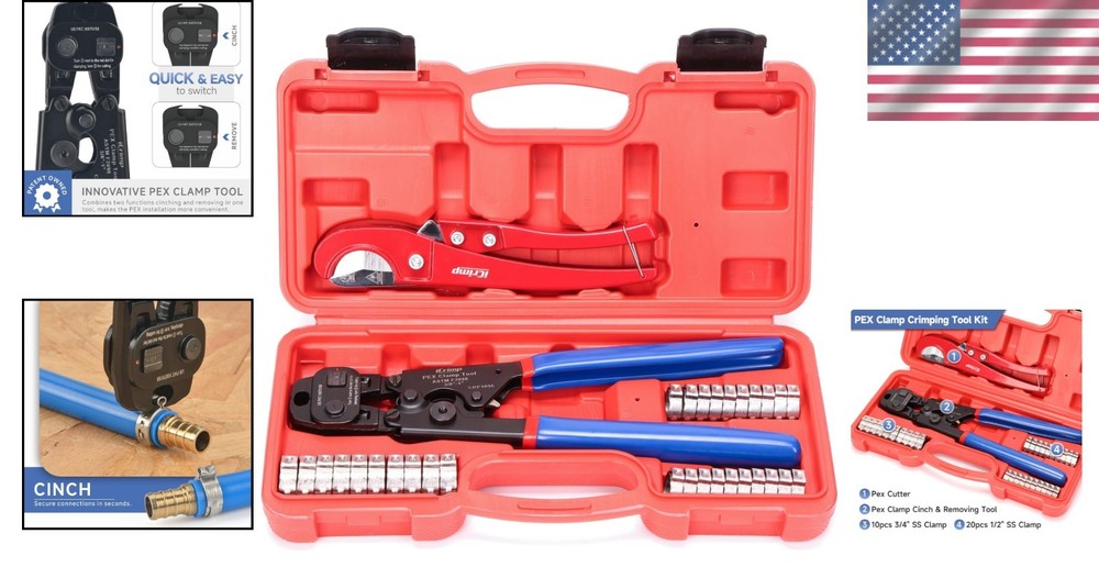 Ergonomic Ratchet PEX Cinch Tool with Clamp Removal Function - All-in-One Kit