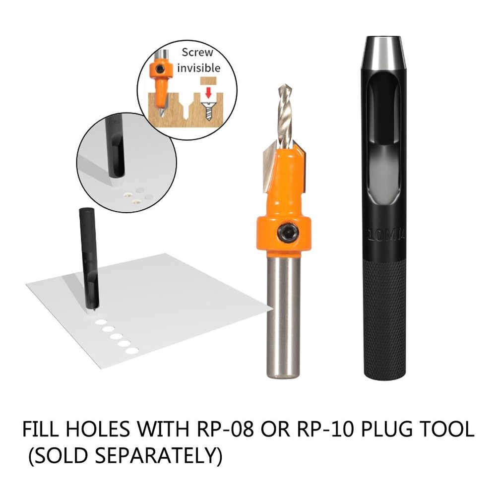 5 PIECE 8mm Adjustable Counterbore Countersink Drills Bits- DEPTH STOP Drill Bit