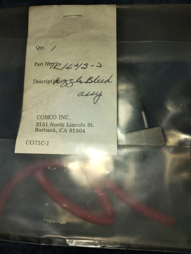 Comco Micro Abrasive Blaster   TR1643-2 Nozzle Bleed Assembly  NOS