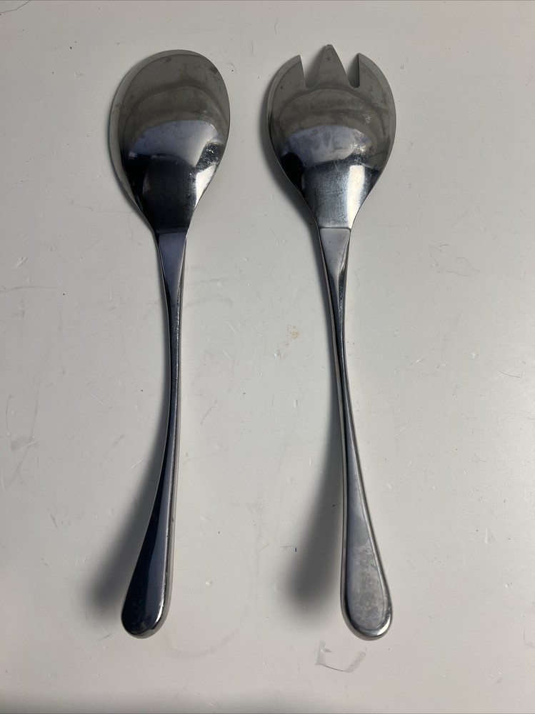 Heavy Stainless Steel Salad Serving Set Spoon Fork Long Handled Wedding Formal