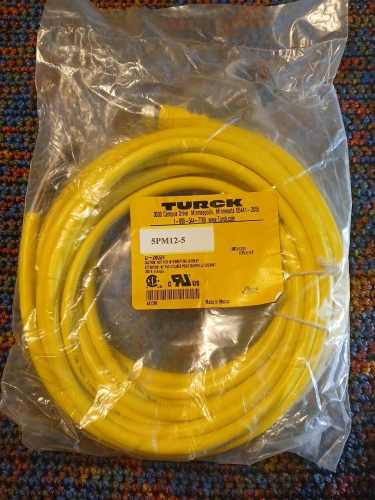 TURCK 5PM12-5 Power Cable 5 Meter 5-Pin