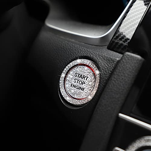 Bling Car Engine Start Button Cover Diamond Crystal Push Start Ring White