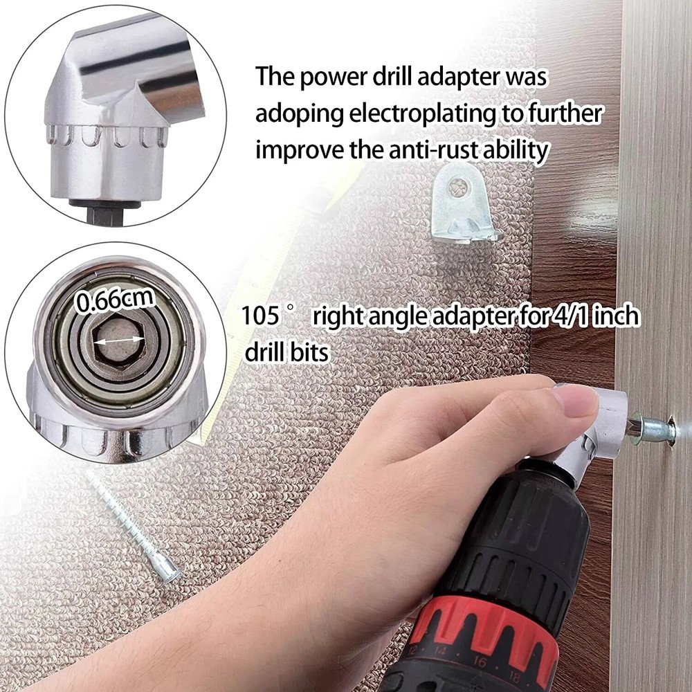 9 Pcs Socket Adapter Impact Hex Shank Drill Bits Set 1/4" 3/8" 1/2" Right Angle