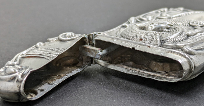 Antique Vintage Sterling Winged Cockatrice Dragon Vesta Match Safe WB3-Vesta-1