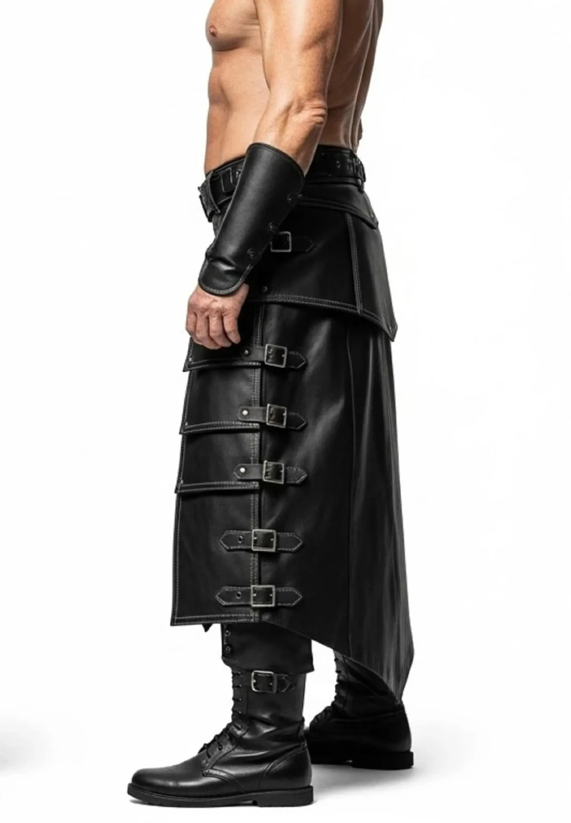 Handmade Leather Gladiator Kilt | Black Armor, LARP Cosplay Outfit