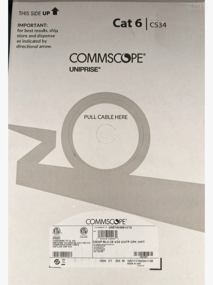 Commscope Uniprise Solutions Cat6 CMP BLUE Plenum 1000ft