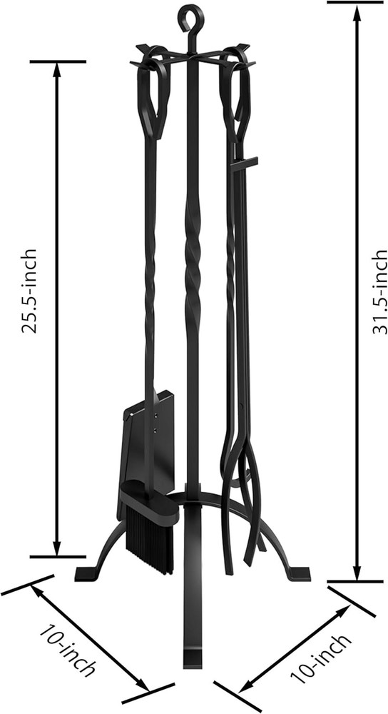 5 Pieces Fireplace Tools Sets Fireplace Accessories Tools Holder W/ Handles