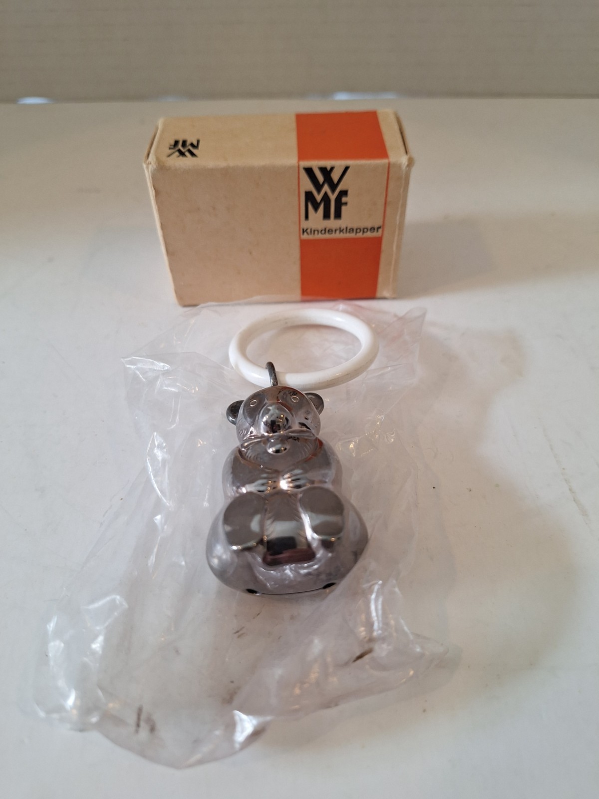 1930's WMF Silver Plate Teddy Bear Baby Rattle Kinderklapper NIB New Old Stock