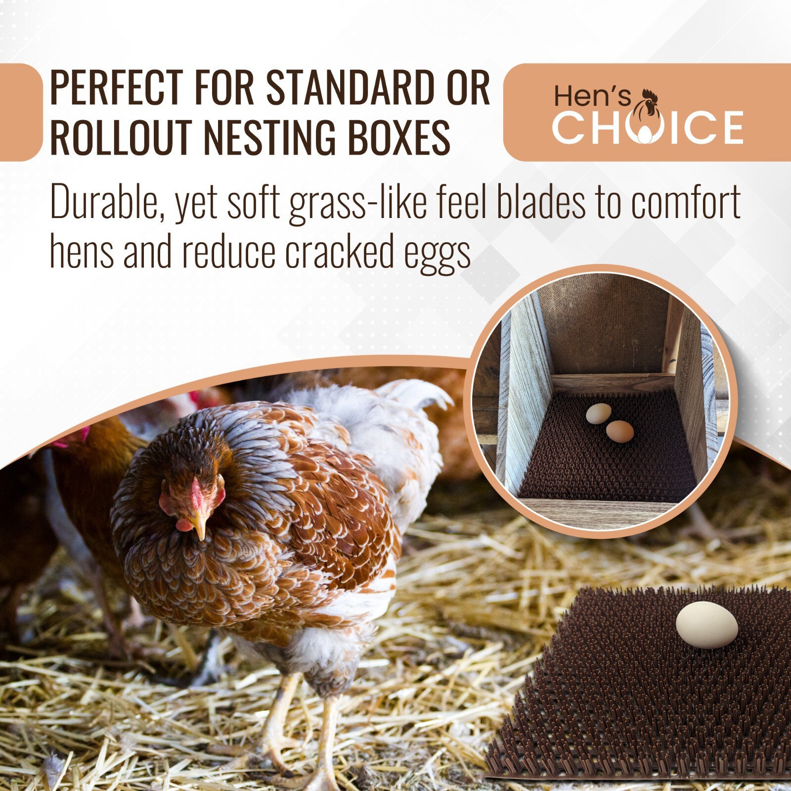 Hen's Choice™ - Washable Chicken Nesting Pads, Coop bedding for Hens & Poultry