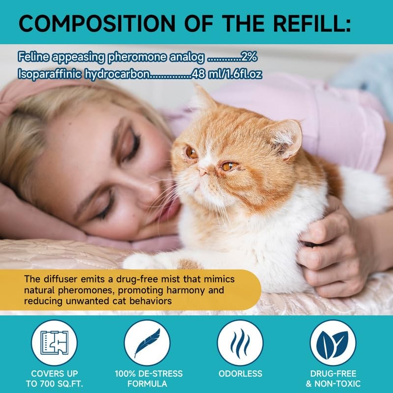 Cat Calming Diffuser - Cat Pheromones Calming Diffuser for Cat Anxiety Relief...