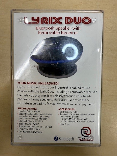 Lyrix Duo Bluetooth Speaker w/ Removable Receiver NIP