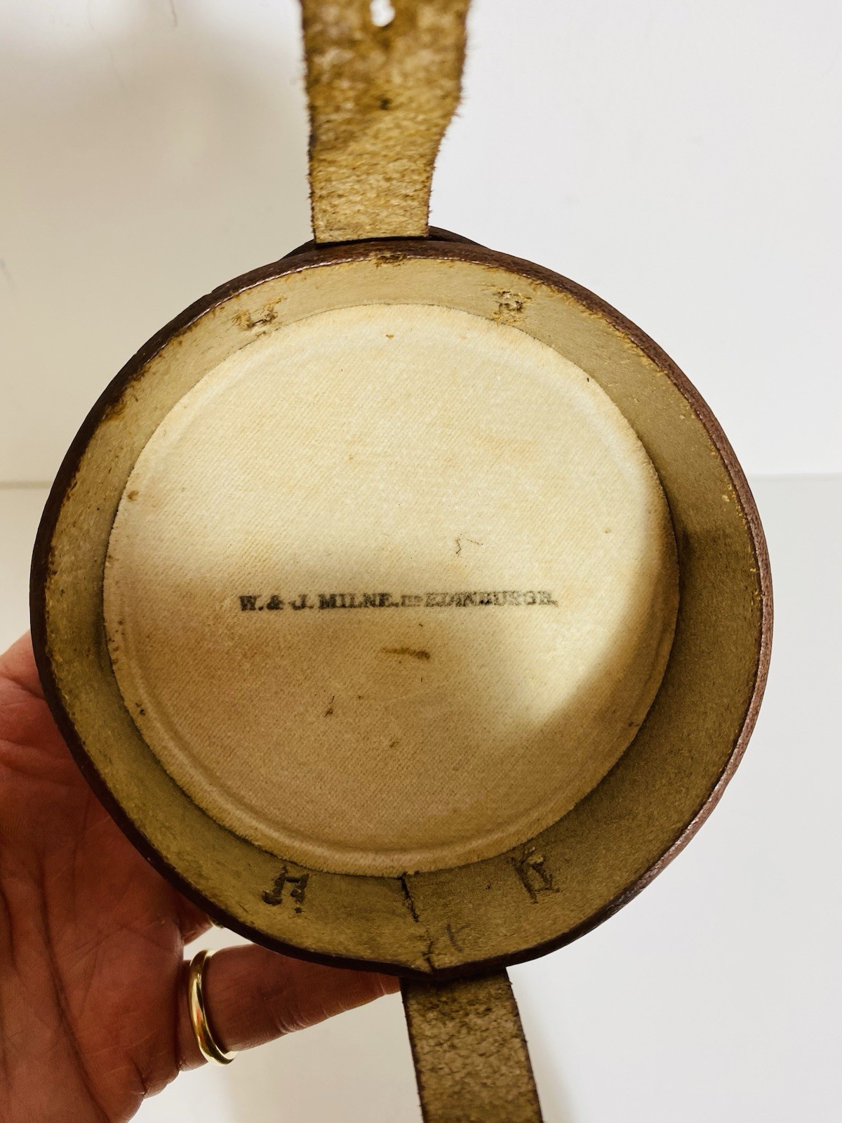 Antique leather scroll case / document tube W & J Milne Edinburgh