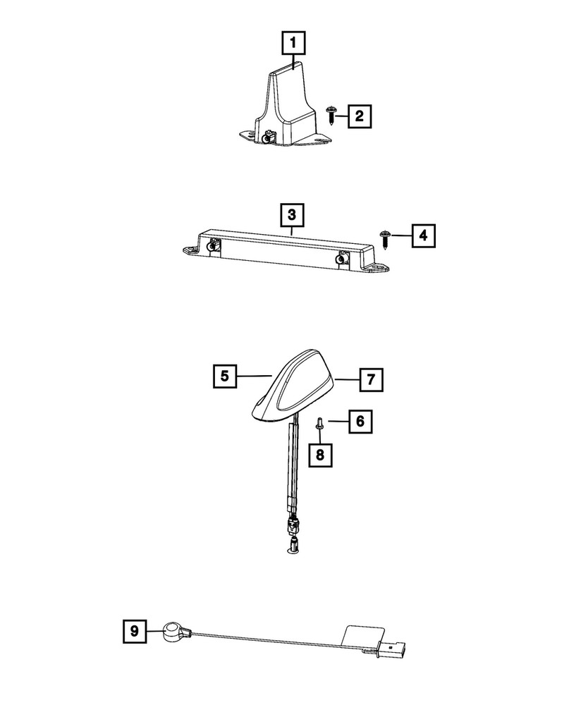 Genuine Mopar Cable & Base Assembly Antenna 68475114AA