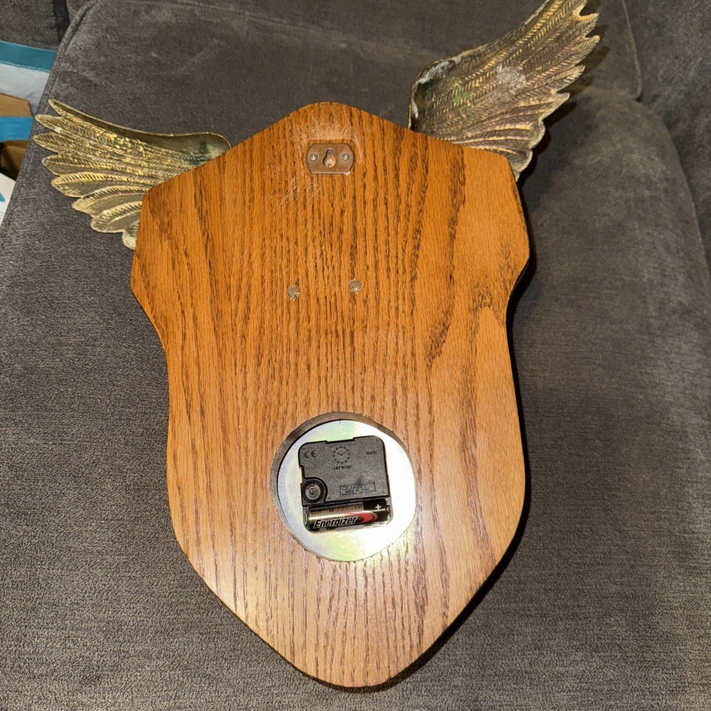 Vintage Brass Quartz Ship's Clock With Solid Brass Eagle 18” X 17”