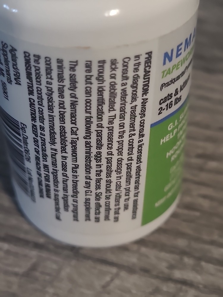 Nemacor Cat Kitten Tapeworm Plus: 5 Count Hookworm Roundworm 2-16lbs