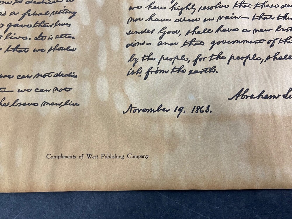 Reproduction Gettysburg Address