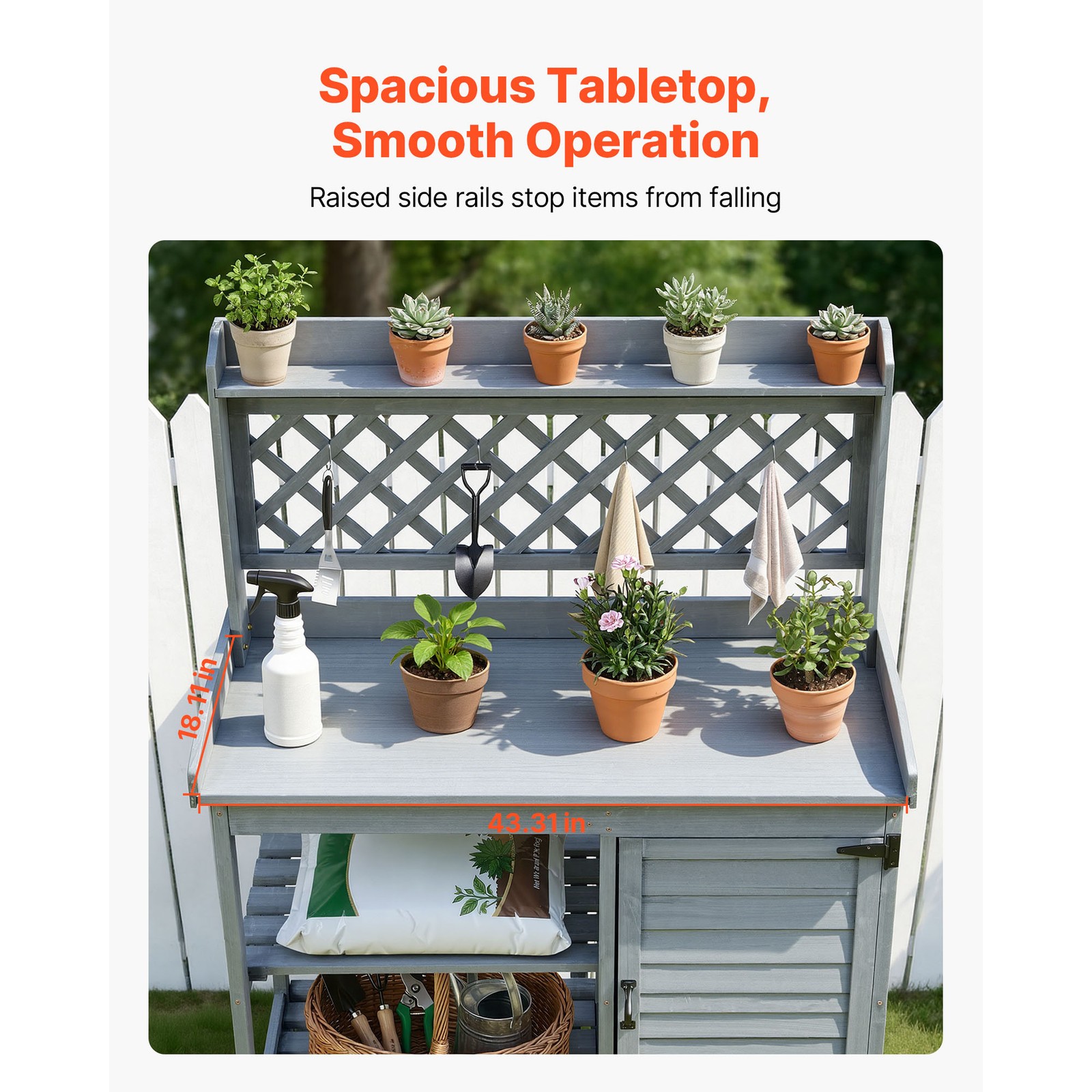 Uimoso Outdoor Wooden Gardening Table with Storage and Shelves