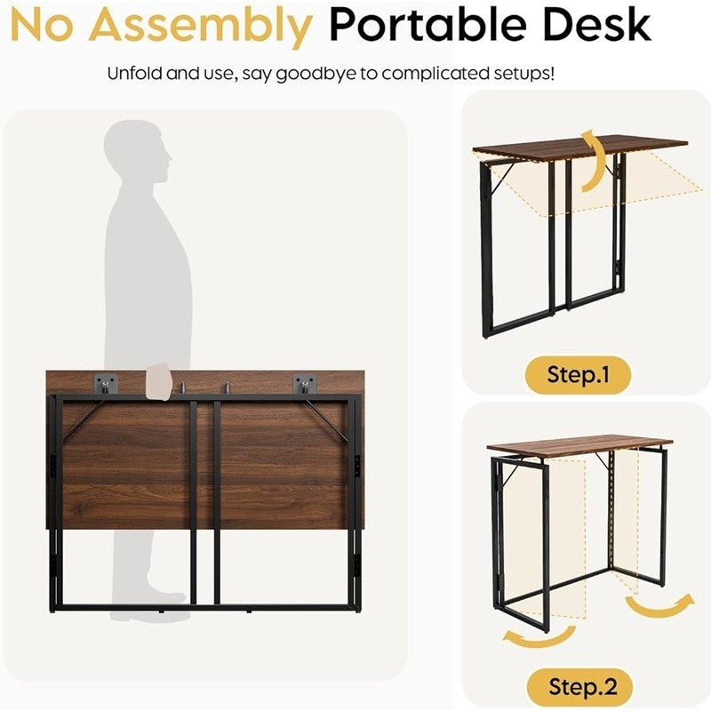 Foldable Compact Desk Portable Table No Assembly Minimalist Office Study Space
