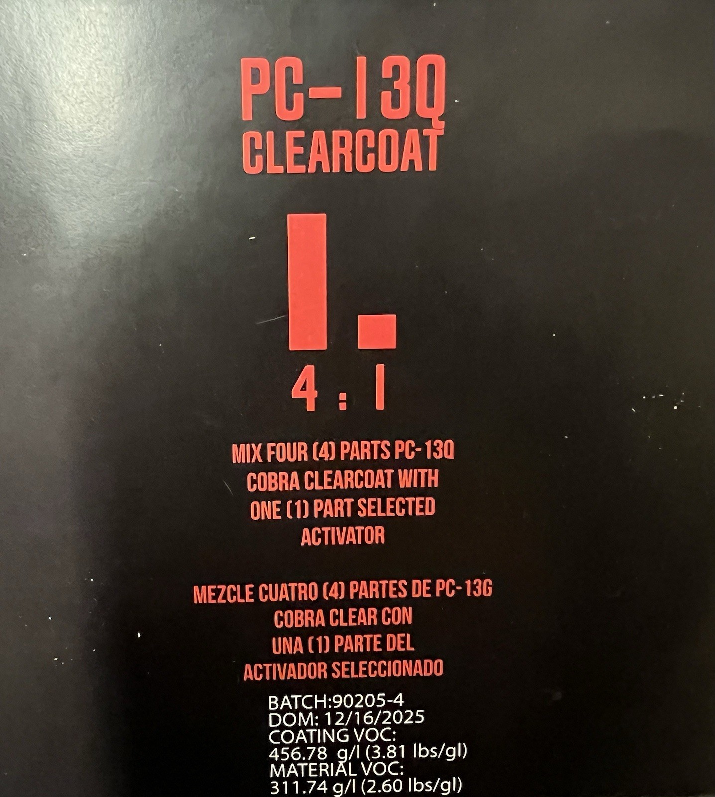 HIGH GLOSS & SOLIDS PROFESSIONAL CLEAR COAT QUART KIT WITH MEDIUM ACTIVATOR 4:1
