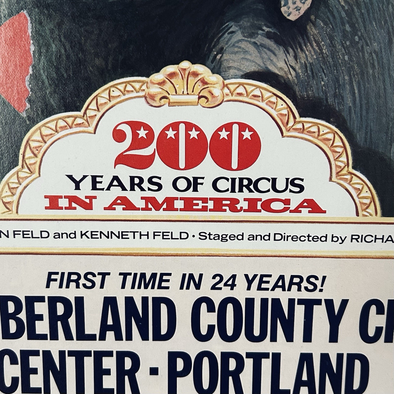 Vtg 1975 Ringling Bros Barnum & Bailey Circus Poster Portland Maine 200 Years