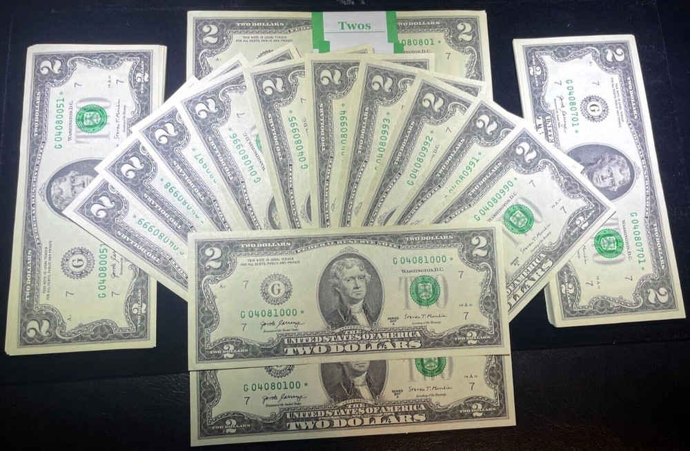 MINT!!! 2 DOLLAR BILL STAR NOTE 2017A CHICAGO G NOTES UNCIRCULATED CONSECUTIVE