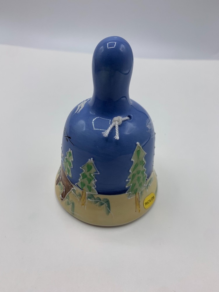Ceramic Bell Minnesota Blue White Outside 4" Tall