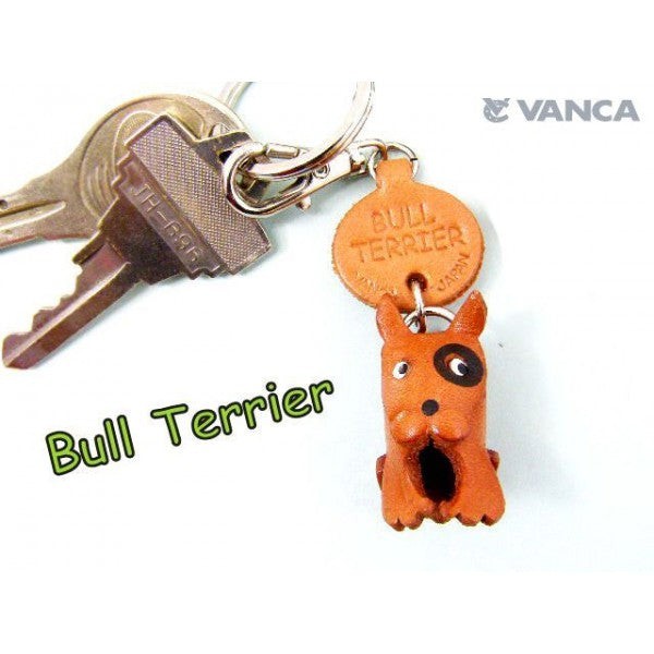 Bull Terrier Leather Dog Keychain