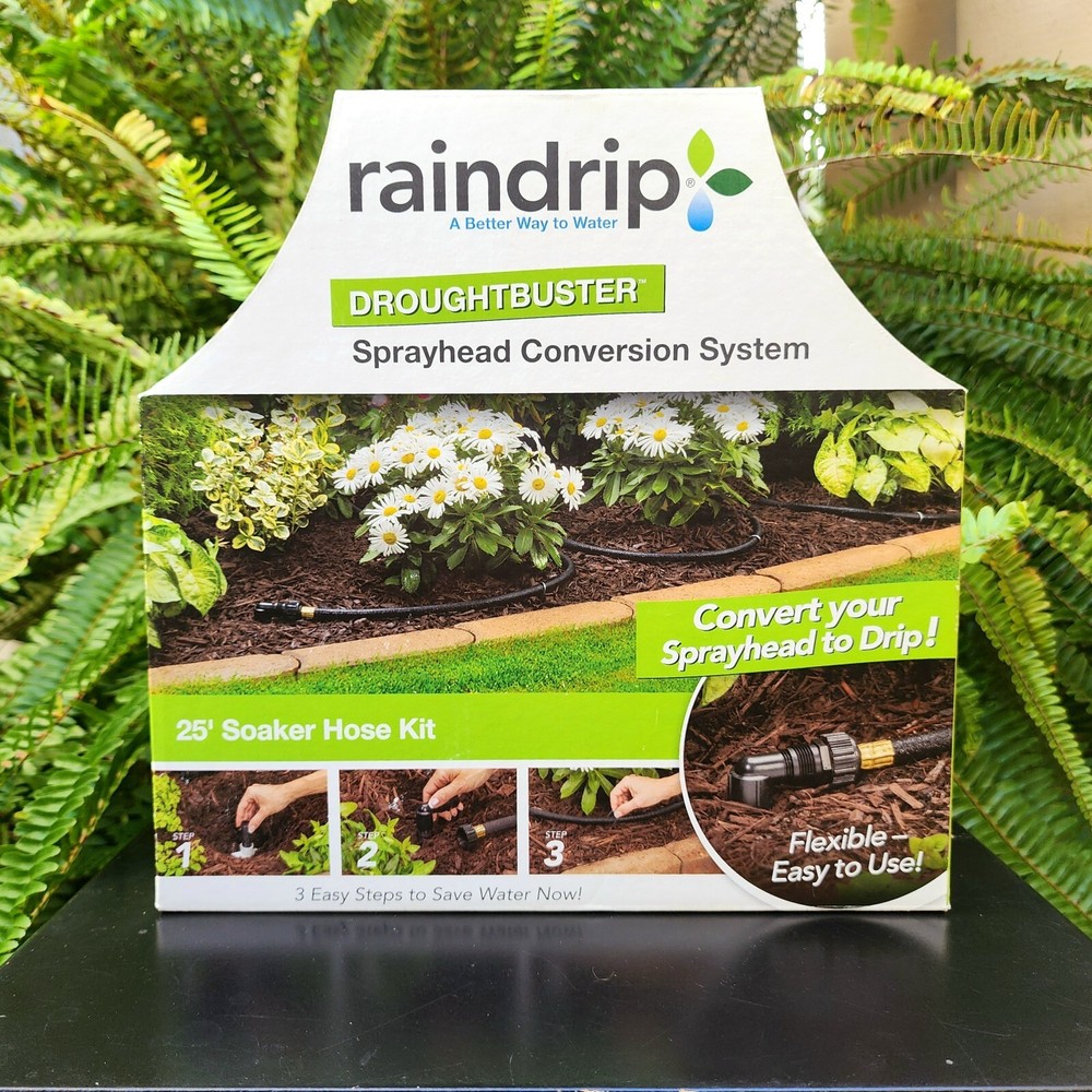 Raindrip 25' Soaker Hose Kit Sprayhead Conversion System Droughtbuster Drip NIB
