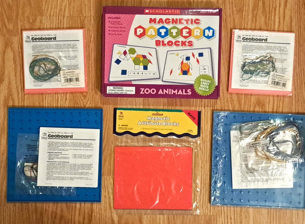Scholastic Magnetic Pattern Blocks, Geoboards, Shapes Math Manipulative Geometry