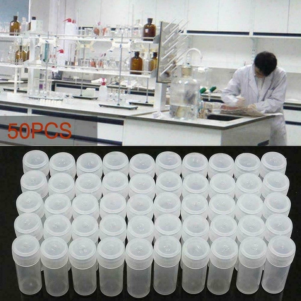 50Pack 5ml Volume Plastic Small Bottle Vial Storage Container Sample Collection