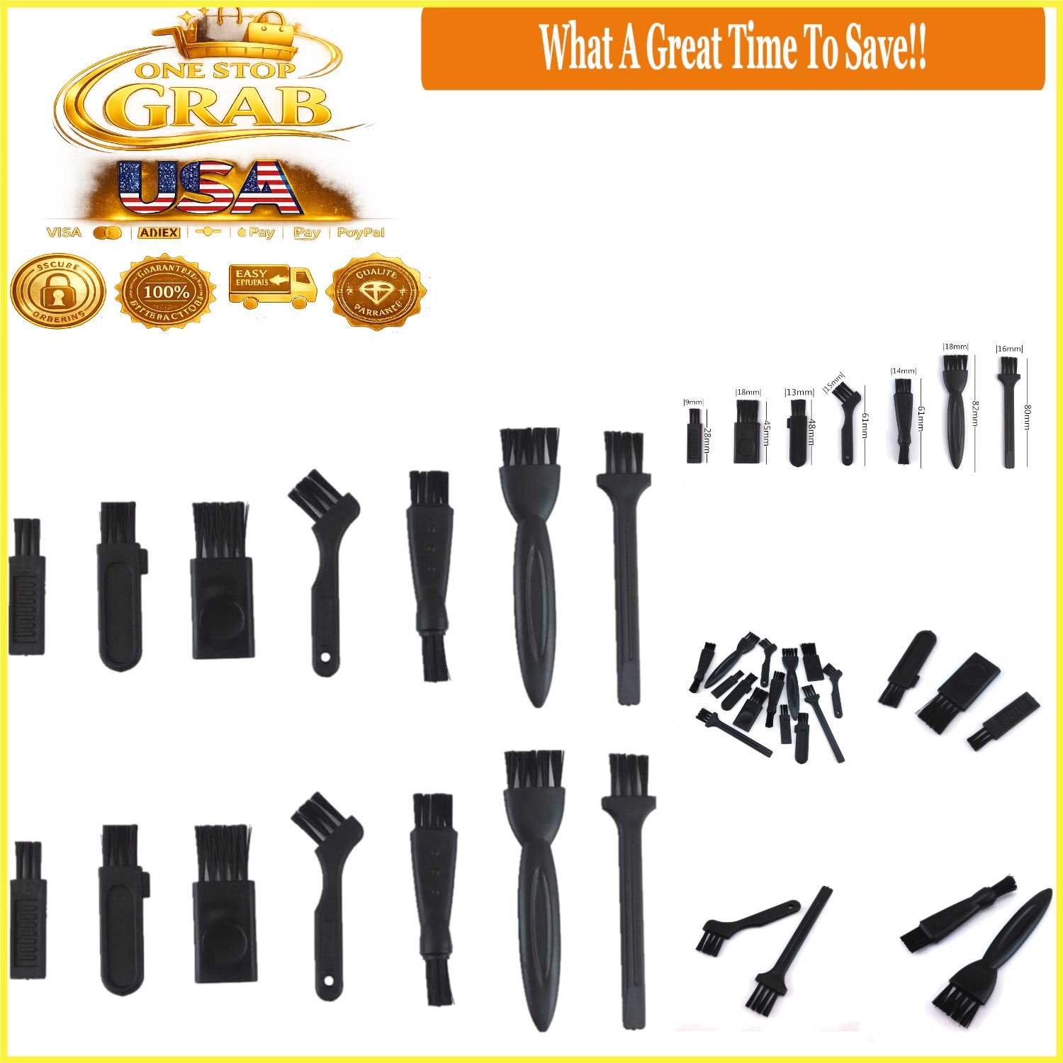 14pcs Electric Razor Cleaning Brushes Set for All Brands Black