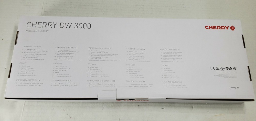 Cherry DW 3000 WIRELESS KEYBOARD/MOUSE BUNDLE JD-0710EU-2/00 New