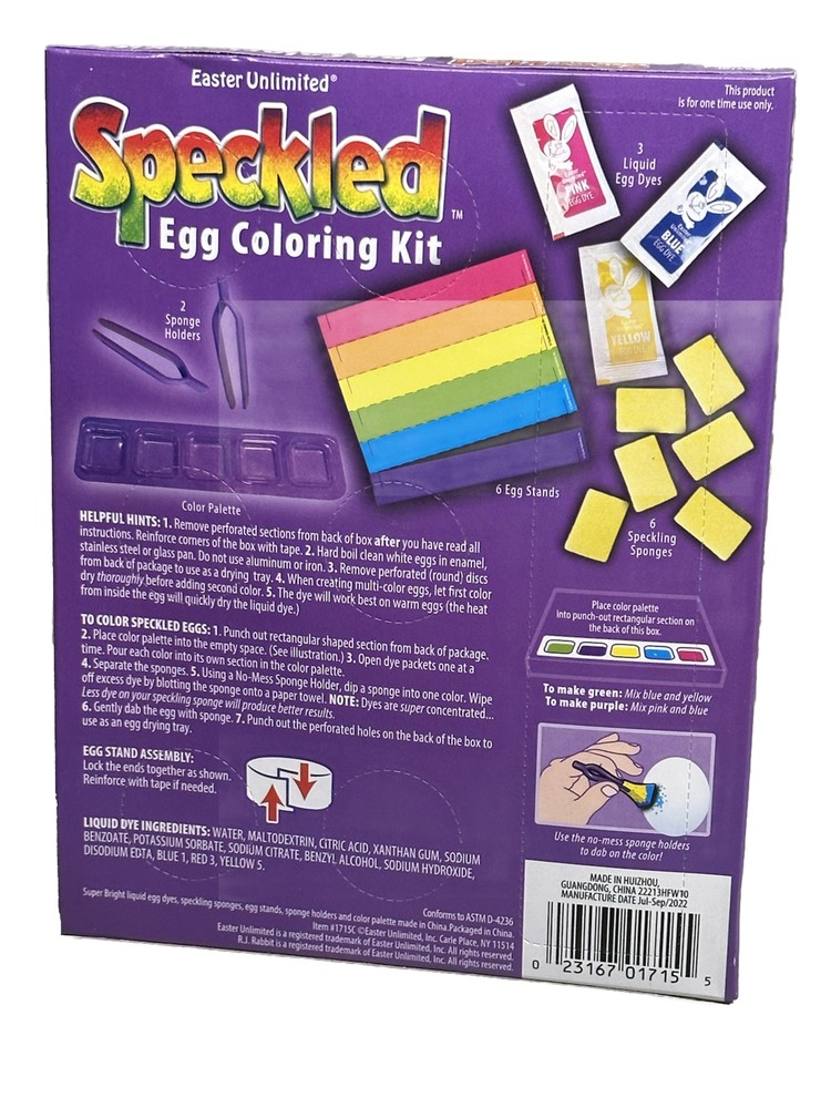R.j Rabbit Easter Unlimited Egg Coloring Kit NEW