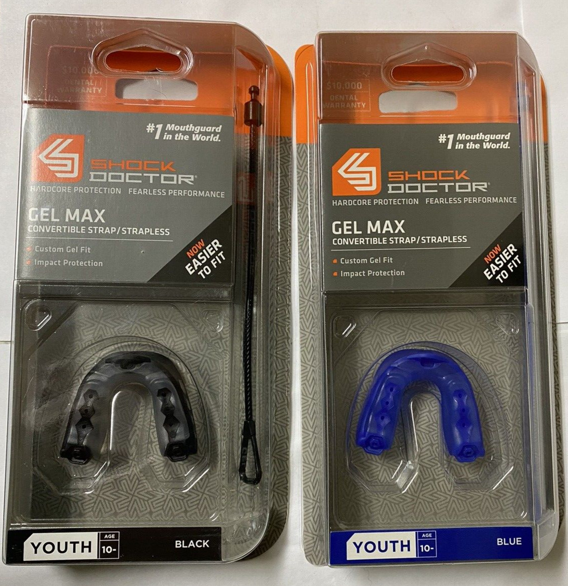 Shock Doctor Single Gel Max Mouthpiece W/Strap Youth-10/Under   #6153Y