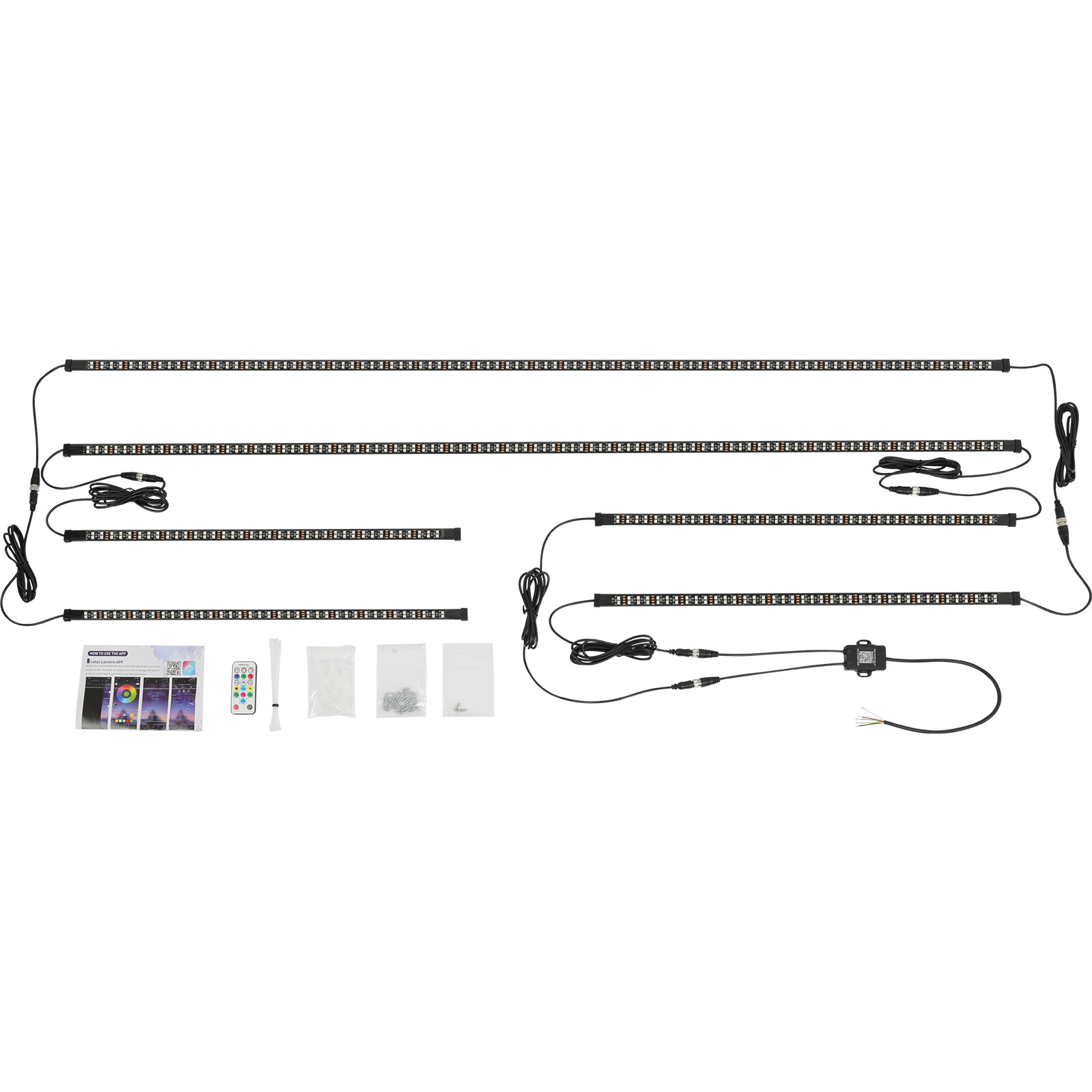 6PCS Double Row LED RGB Dream Lights Strip Neon Underglow LED Chasing Kit Remote