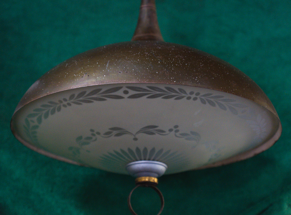 1960's Vintage Antique Solid Brass Pull Down Lamp from Morris Lapidus Office