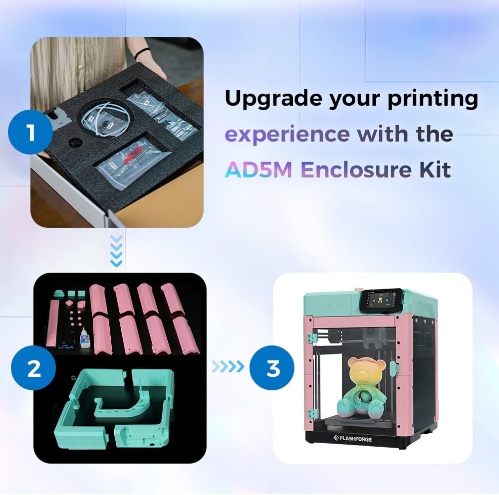 FLASHFORGE Adventurer 5M 3D Printer Enclosure Kit Safer & Quieter Cover Protect